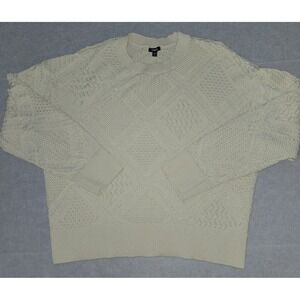Express L Womens Ivory/Tan Knit Sweater Semi Cropped Sweater